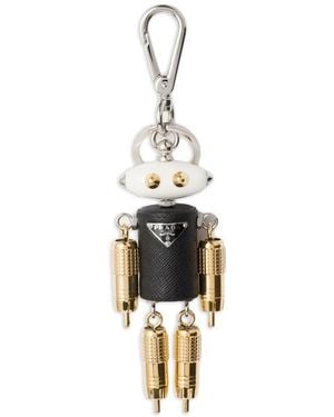 Prada Robot Schlüsselanhänger Aus Leder - Mettallic