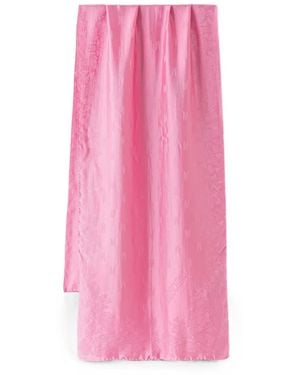 Moschino Jacquard-Logo Floral-Jacquard Silk Scarf - Roze