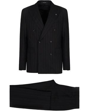 Tagliatore Pinstripe Double-breasted Suit - Black