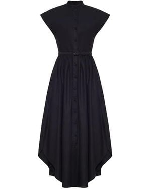Adam Lippes Geneveive Belted Flared Dress - Blue