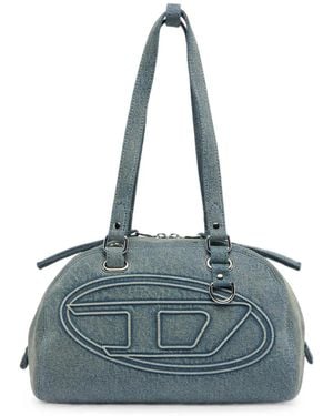 DIESEL 1Dr Schultertasche Aus Denim Mit Oval D-Logo - Blau