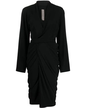 Rick Owens Side-Tie Crepe Wrap Dress - Black