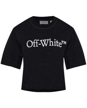 Off-White c/o Virgil Abloh Logo-Print Cropped T-Shirt - Black