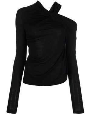 Helmut Lang Cold-Shoulder Twisted Blouse - Black