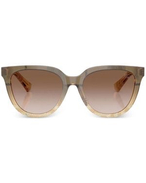 Burberry Checked Round-Frame Sunglasses - Natural