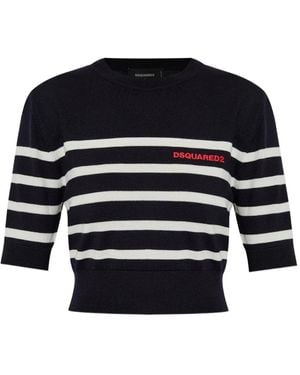 DSquared² Embroidered-Logo T-Shirt - Blue