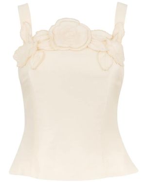 LEO LIN Isadora Bust-Appliqué Top - White