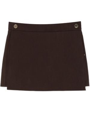 Sportmax Ottuso Button-Detail Tailored Skort - Brown