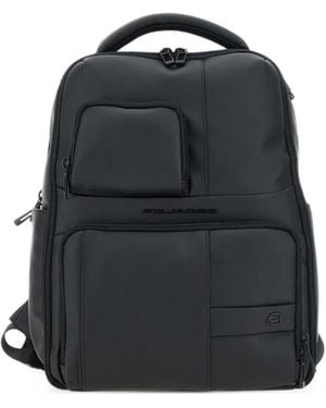 Piquadro Wollem Rubberised-Effect Backpack - Black