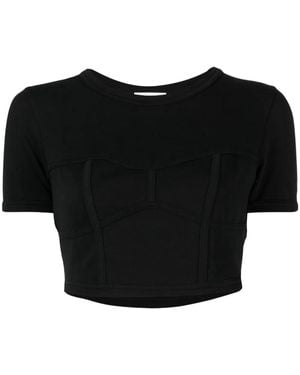 A.L.C. Cropped-T-Shirt Mit Rundem Ausschnitt - Schwarz
