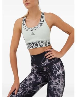 adidas Brassière De Sport À Imprimé Animalier - Blue