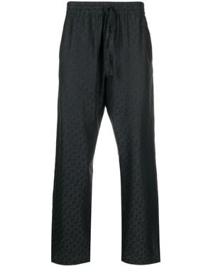 Off-White c/o Virgil Abloh Logo-Jacquard Silk-Blend Trousers - Blue