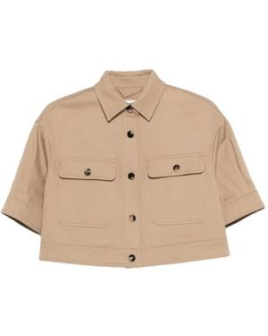 Max Mara Stretch Cotton Cropped Jacket - Natural