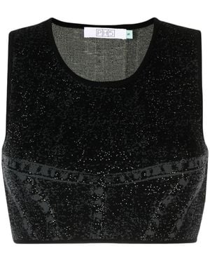 Ph5 Top Corto Lillian Con Stampa - Nero