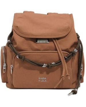 Bimba Y Lola Large Light Cotton Pocket Backpack - Brown