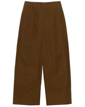 Bimba Y Lola Dark Suede Barrel-Leg Pants - Brown