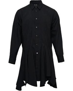 Comme des Garçons Pleated Asymmetric-Hem Shirt - Black