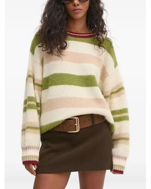 Stine Goya Gestreifter Pullover mit geripptem Saum - Natur