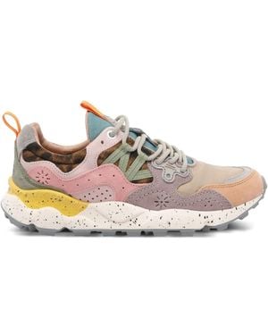Flower Mountain Yamano 3 Light Leather-Suede Panelled Trainers - Pink