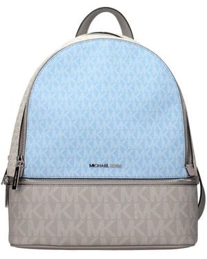 Michael Kors Monogram-Pattern Paneled Backpack - Blue