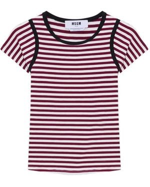 MSGM Striped Trim T-Shirt - Red