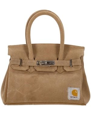 ANOTHER CHANCE Logo-Patch Lock-Clasp Tote Bag - Natural