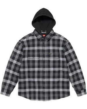 Supreme Plaid Waffle Hooded Jacket - Black