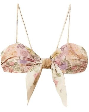 Twinset Linen Floral Bralette Top - Natural