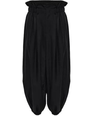 Noir Kei Ninomiya Elasticated-Cuff Wool Pants - Black