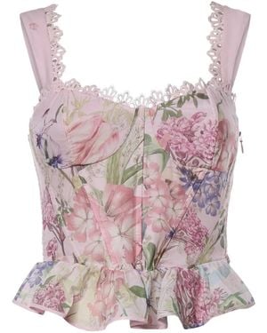 Charo Ruiz Floret Floral-Print Ruffled Top - Pink