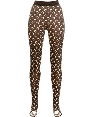 Marine Serre Fuseaux Crescent Moon-Print Stirrup Leggings - Brown