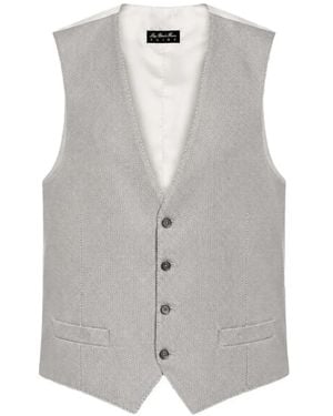 L.B.M. 1911 Lubiam Textured V-Neck Waistcoat - Grey