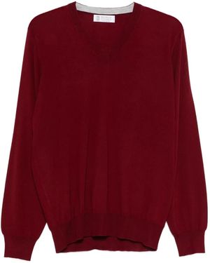 Brunello Cucinelli V-Neck Top - Red