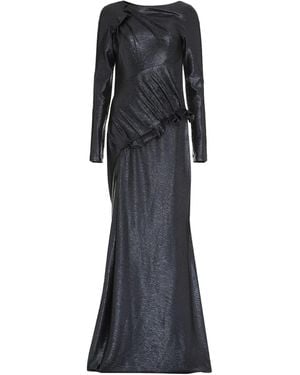 Talbot Runhof Abito Lungo Con Ruches - Nero