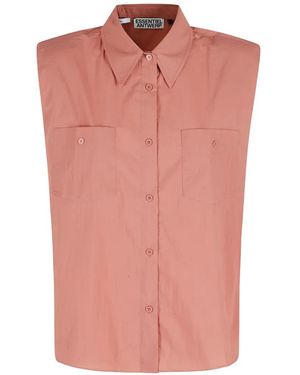 Essentiel Antwerp Padded-Shoulder Sleeveless Shirt - Pink