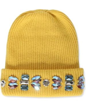 Melrose High Crystal-Embellished Beanie Hat - Yellow