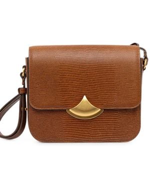 Sessun Diviluz Lizard-Effect Leather Shoulder Bag - Brown