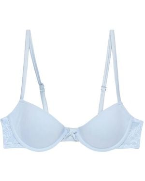 Fleur du Mal Le Stretch Lace Molded Demi Bra - Blue