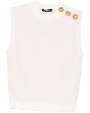 Balmain Tweed Tank Top - Pink