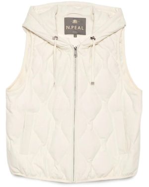 N.Peal Cashmere Padded Hood Gillet - Natural