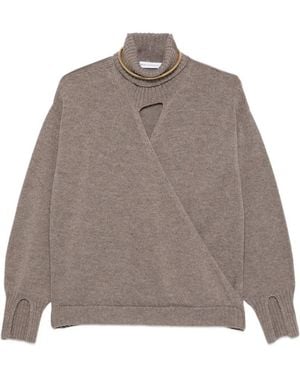 SIMONA CORSELLINI Jersey Cruzado Con Abertura - Marrón