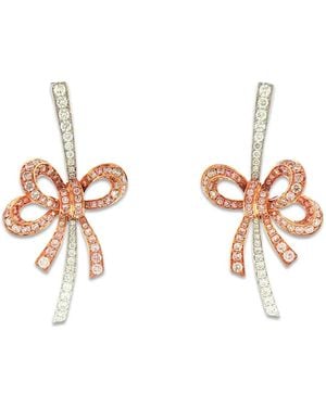 HYT Jewelry Pendientes Con Diamantes Y Lazo - Blanco