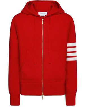 Thom Browne Hector Intarsia-Knit Zip-Up Hoodie - Red