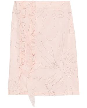 Plan C Ruffled-Detail Midi Skirt - Pink