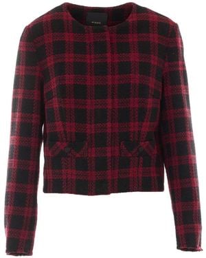 Pinko Tweed-Check Jacket - Rosso