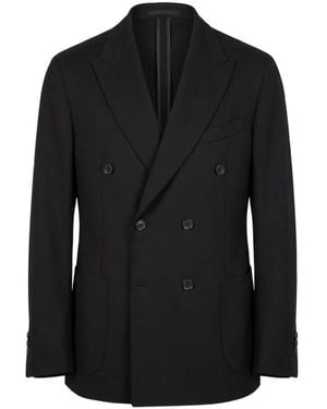 Daniele Alessandrini Double-Breasted Peak-Lapels Blazer - Black