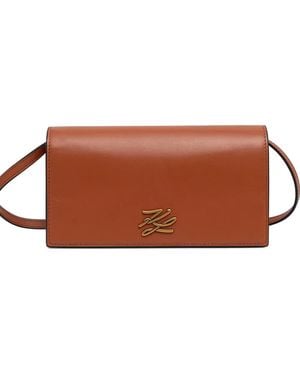 KARL LAGERFELD K/Autograph Logo-Plaque Cross Body Bag - Brown