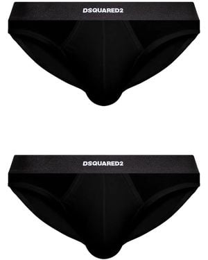 DSquared² Logo-Jacquard Briefs - Black