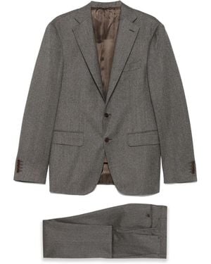 Canali Herringbone Wool Suit - Grey