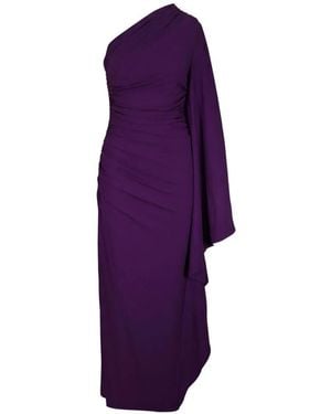 Michael Kors Draped Matte Jersey One-Shoulder Gown - Purple
